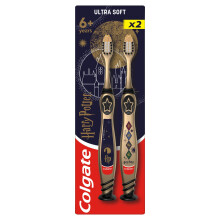 Colgate Harry Potter Kids Toothbrush 6+ Years, for Kids with Milk and Permanent Teeth, Cleans Hard-to-Reach Back Teeth, White Gold and Black Bristles