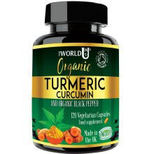 Ultra Pure Organic Turmeric Curcumin and Organic Black Pepper Capsules High Strength Food Supplement 120 Veg Capsules Soil Association Organic Certif