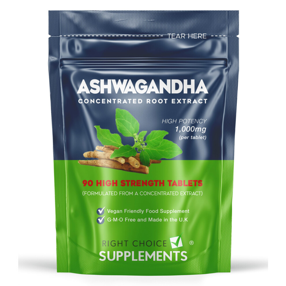 Right Choice Supplements Ashwagandha 1000Mg - Pure High Strength Root Extract Supplement For Mood Stress