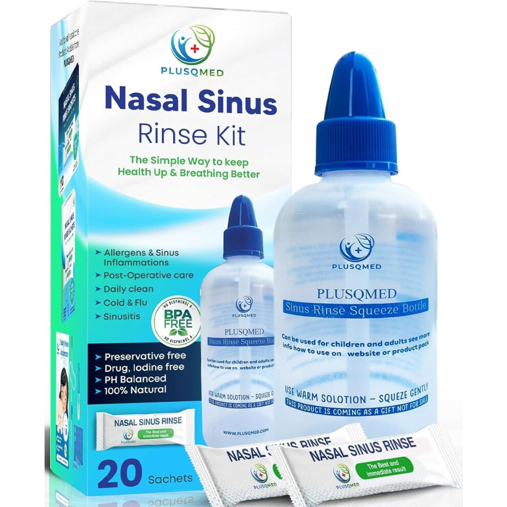 Photos - Shower Gel Sinus Rinse Kit, Squeeze Bottle, Neti Pot,+20 Salt sachets, Original Plusqmed,Nasal wash, Sinus Rinse, Adults, Children, Nos