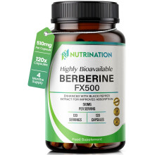Berberine high Strength Supplement-510Mg Per Capsule- 4 Months Supply -120 Vegan Capsules 98% Pure Berberine HCL with Black Pepper Extract for Improv