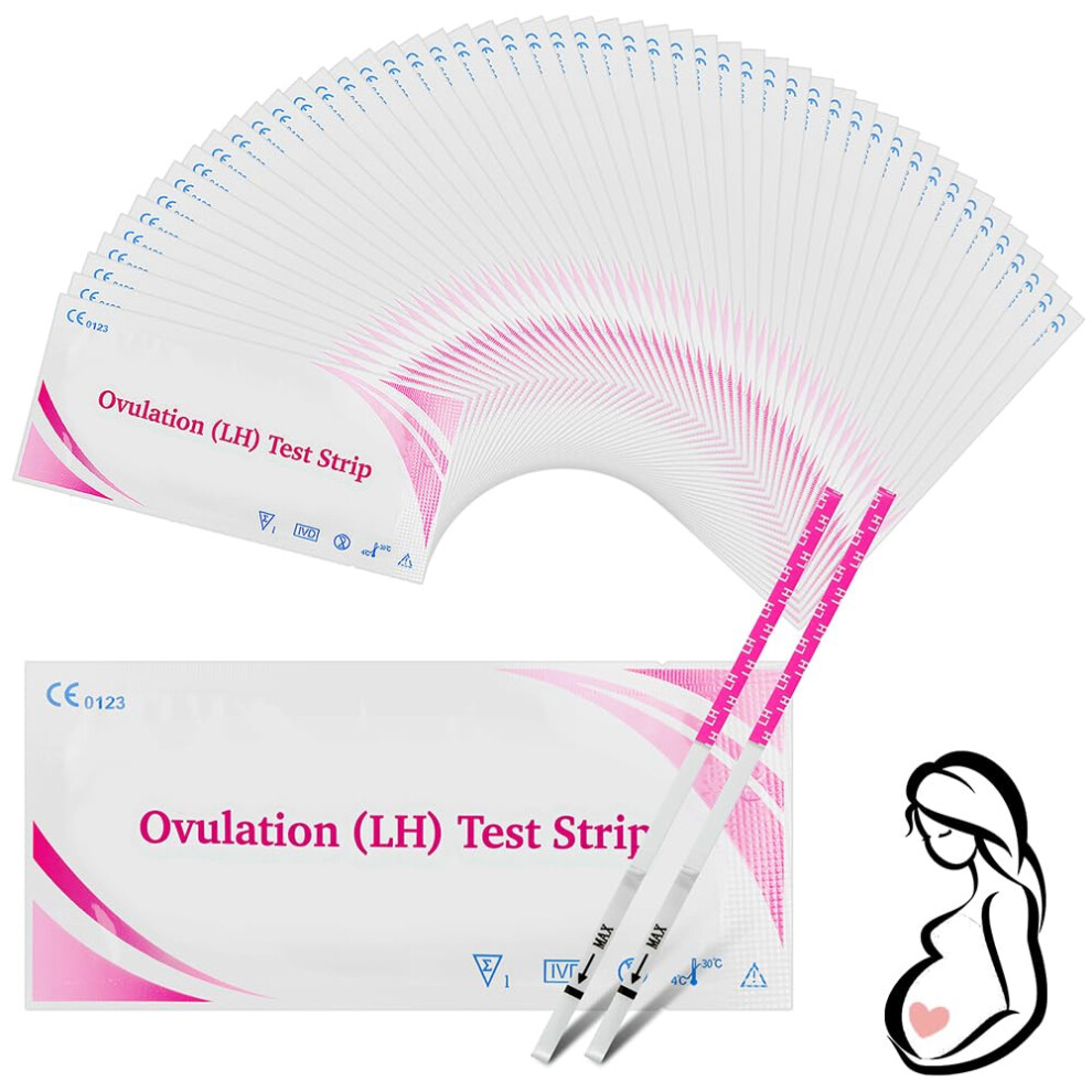 Beugo 50 Pack Ovulation Test Strips, 25Miu/Ml Fertility Tests For Ovulation, Test Kit Sensitive Fertility Predictor Testing Sticks To Know Your Most