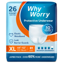 WhyWorry Incontinence Pants for Women and Men, XLarge, 26 Count
