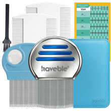 HAVEBLE Complete Nit Comb Kit | Removes Head Lice, Nits, Eggs, Fleas & Ticks | Lice Removal for Kids, Adults & Pets | Works on All Hair Types | Inclu