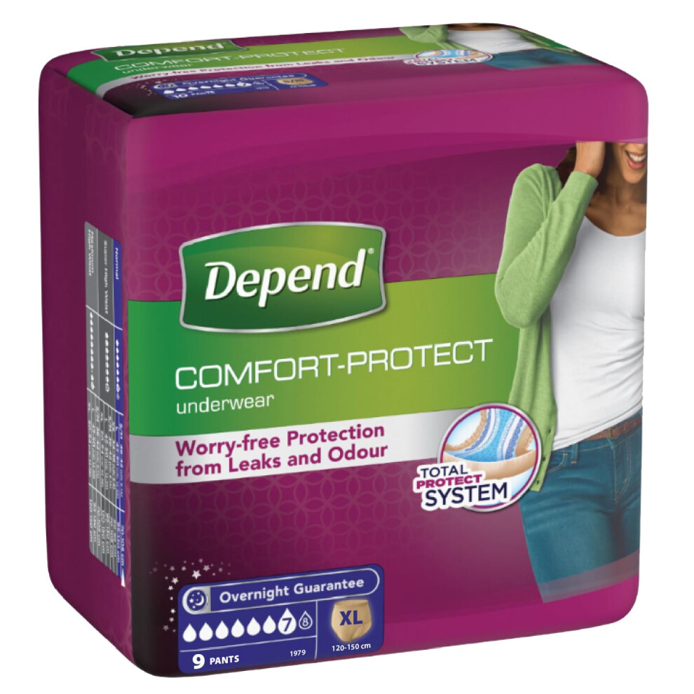 Depend , Comfort Protect Incontinence Pants For Women Extralarge Pants, 9 Count