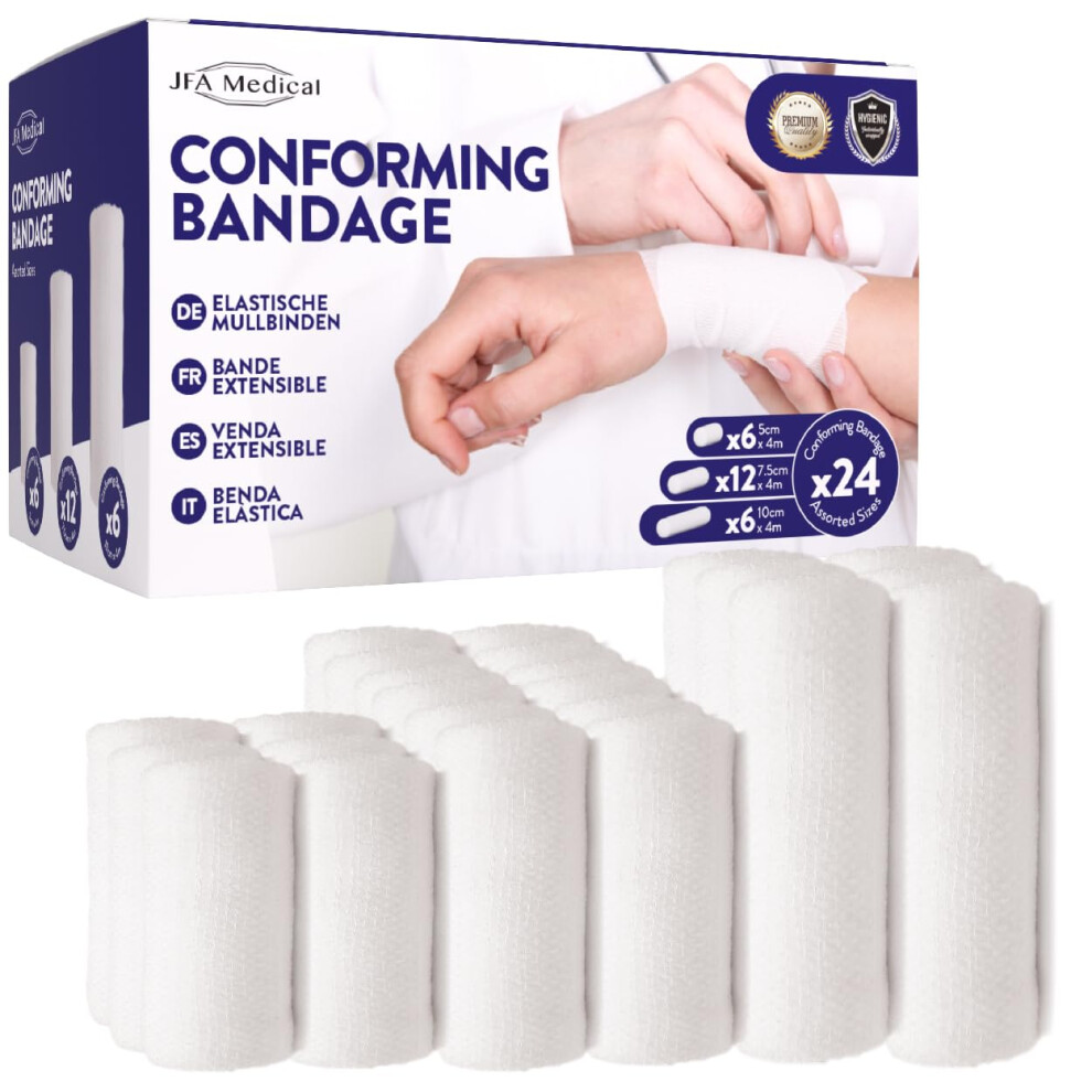 Jfa Medical Assorted Conforming Bandages, Gauze Bandage Roll - Box Of