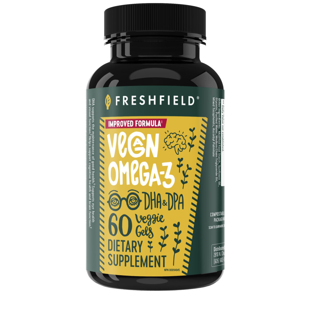 Freshfield Naturals Freshfield Vegan Omega 3, Algae (Algal) Oil, Fish Oil Free Company, Third Party Tested, Carrageenan Free, Dha Supplement W/Dpa, Plant Based Omega. Su