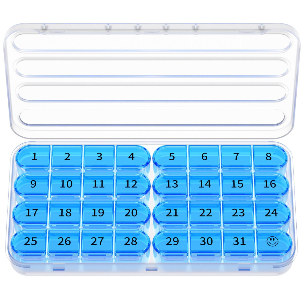 Zoksi Monthly Pill Box Organiser 1 Times A Day, 30 Day Tablet Organizer, One Month Medicine Storage Box, 31 Day Pill Case For Travel, With 8 Portable