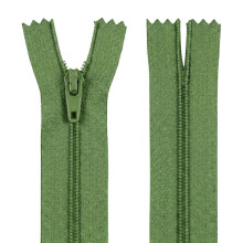 Leaf Green 10 Inch 25.4 cm Nylon Dressmaking Zip, Closed End, Size No #3, Auto Lock Pull, Standard Sewing & Craft Zipper - Perfect for Clothes, Bags,