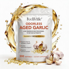 Odorless Aged Garlic Extract | Aged Garlic Extract Capsules | 300 Softgels | 15:1 Concentrated Formula Equivalent to 7,500mg Garlic | Supports Heart