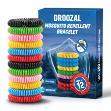 Mosquito Repellent Bracelet - 12 Bands, Triple Strength, Multi Coil, DEET-Free with 250 Hours Natural Anti Bug Wristbands for Adults & Kids - Insect