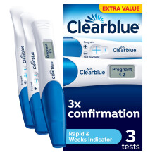 Clearblue Pregnancy Test 3X Confirmation Combo Pack, Result As Fast As 1 Minute (Visual Sticks) & Tells You How Many Weeks (Digital Stick), Kit of 3