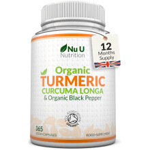Organic Turmeric Curcumin and Black Pepper 600mg - 365 Vegan Capsules - 1 Year Supply - Soil Association Certified - High Strength Tumeric Supplement