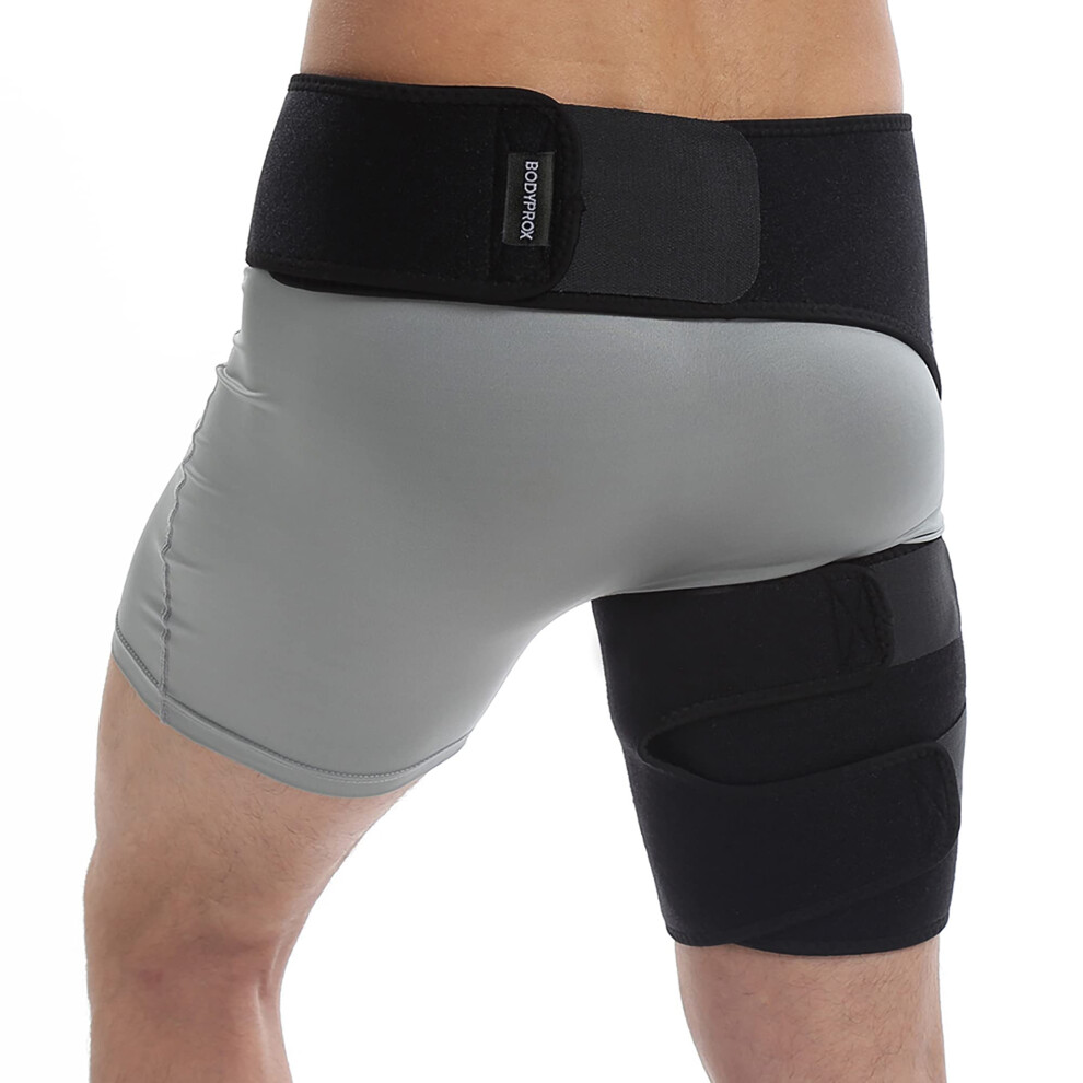 Bodyprox Groin Support Bandage, Adjustable Compression Wrap For Hip,