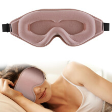 WLLHYF Silk Sleep Mask, 3D Stereo Deep Sleep Eye Mask Comfortable Adjustable Cute Block Out Light Eye Covers for Man and Woman All Night Sleep (Rose