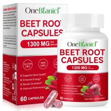 Beetroot Capsules, Beetroot Supplement 1300mg, Nitric Oxide Boost, Natural Beet Root Extract Rich in Vitamins & Minerals, Non-GMO, Vegan, Gluten-Free