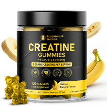Creatine Monohydrate Gummies 5000mg with BCAA 500mg, Vitamin B12 200mcg & Taurine 500mg - 120 Vegan Gummies for Men & Women - Muscle Growth, Strength