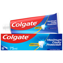 Colgate Maximum Cavity Protection Toothpaste 75ml, with Calcium Boost, Strengthens and Protects Enamel, Protects Against Cavities, Fluoride Toothpast