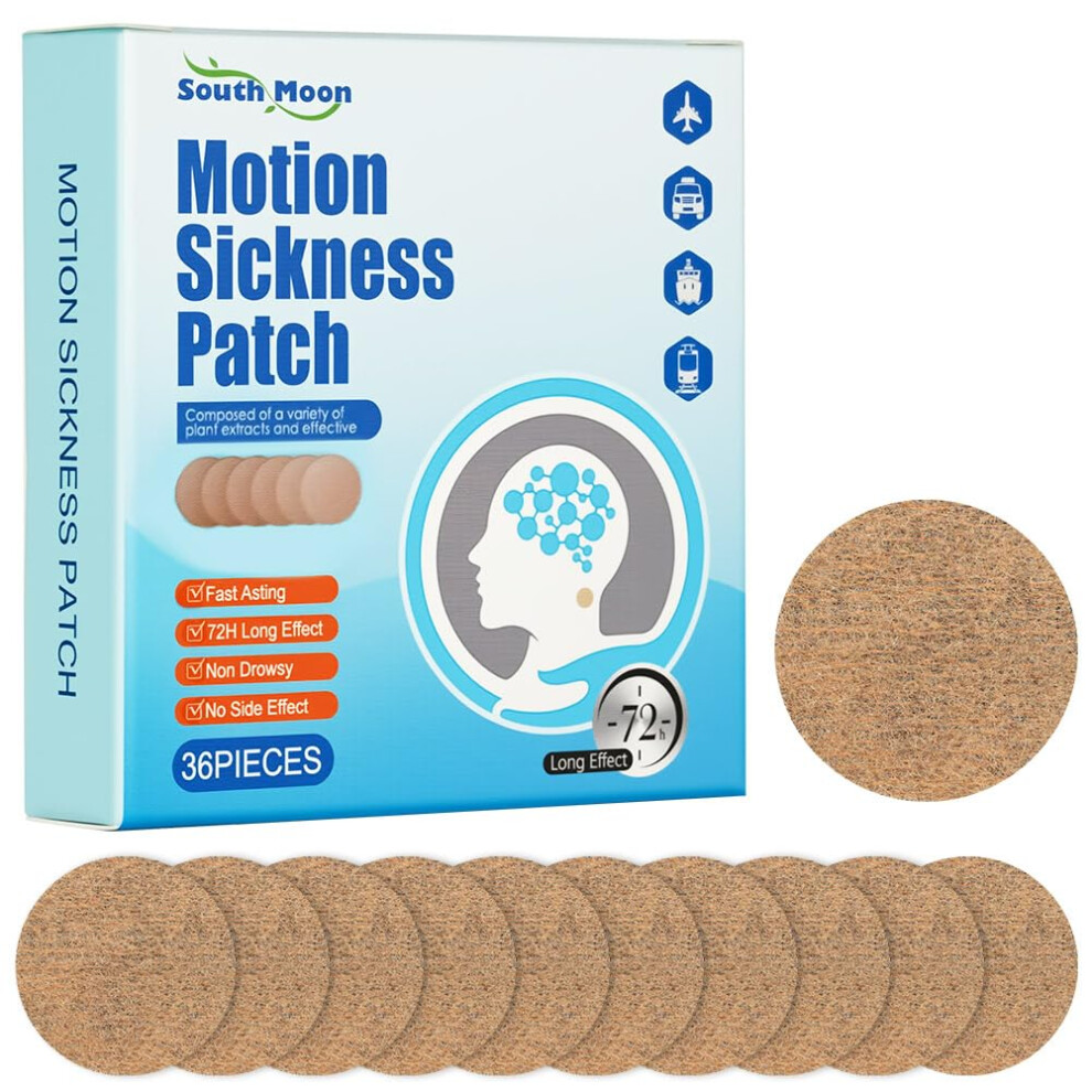 Butbu Motion Sickness Patches, 36 Counts Travel Sickness-Patches, Nausea Relief & Anti Sickness, Motion Sea Sickness Patch For Car, Cruise Essentials