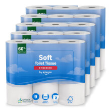 by Amazon Soft Toilet Tissue, 2-Ply, 45 Rolls (5 Pack of 9), 200 Sheets per Roll, FSC Certified