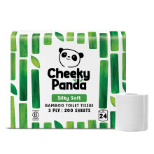 The Cheeky Panda Bamboo Toilet Rolls Bulk Buy – 24 Rolls of 3 Ply Toilet Paper | Plastic Free Packaging and Sustainable Tissue Paper | White