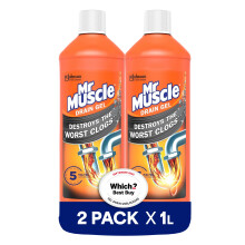 Mr Muscle Drain Unblocker Liquid (2 x 1L), Sink & Drain Cleaner,