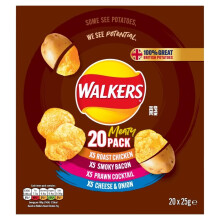 Walkers Meaty Variety Multipack Crisps Box 20x25g,