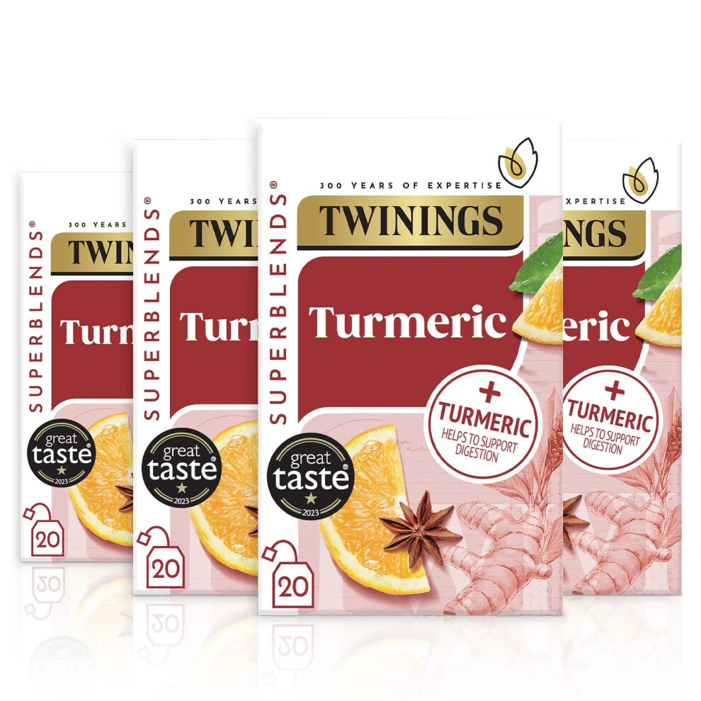 Twinings Twining Superblends Turmeric Tea - & Star Anise Herbal Tea Infusion, Digestion Support After Meals, 80 X Biodegradable Tea Bags Orange