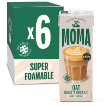 MOMA Organic Barista Oat Drink - 6 x 1L - 100% Plant Based Milk Alternative - Made from British Organic Oats - Vegan - Gluten Free - Fully Foamable -