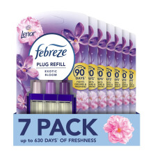 Febreze 3Volution Plug-In Air Freshener Refill, Exotic Bloom, Pack of 7 (20ML x 7), Odour Fighter & Bathroom Freshener