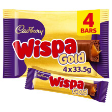 Cadbury Wispa Gold Chocolate, Indulgent Milk Chocolate with Caramel Centre, 4 x 38.3 g Bars (Pack of 1)
