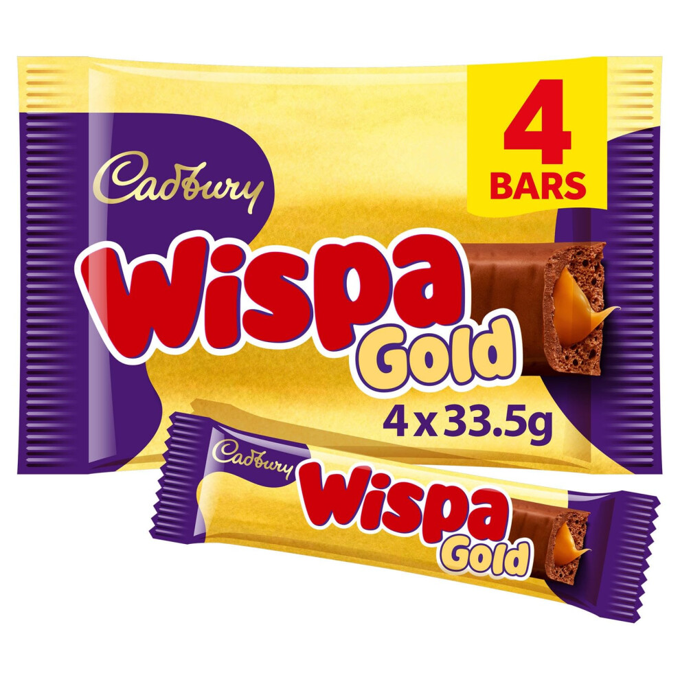 Cadbury Wispa Gold Chocolate Bars, 4 x 38.3 g (Pack of 1) | Indulgent Milk Chocolate with Soft Caramel Centre, For Sharing, Individually Wrapped, Great Snack On-the-Go - Image 3