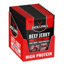 Jack Link’s Beef Jerky Original - 12-Pack (12 x 40 g) - Dried Meat Protein Snacks - High-Protein Snack for Gym, Fitness, Outdoor