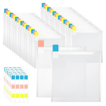 60 Pack Scrapbook Paper Organizer 6.77 X 6.57in Clear Cardstock Scrapbook Organizer Bag with 120 Pcs Sticky Index Tabs