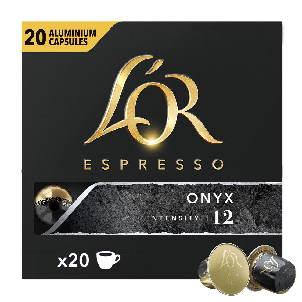 L'or Espresso Onyx Coffee Pods X20 Intensity 12 (Pack Of 10, Total 200 Capsules)