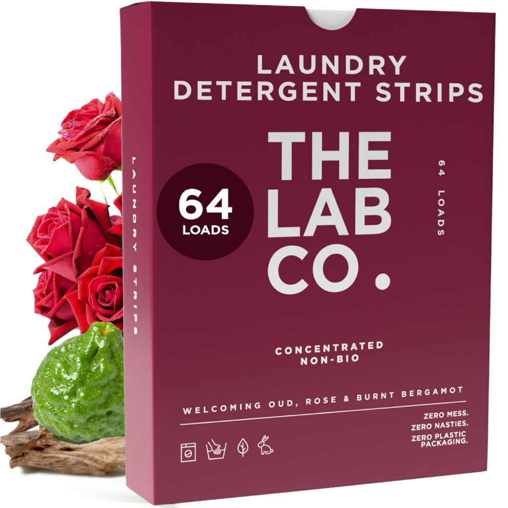 The Lab Co. Laundry Detergent Strips Washing Sheets | Eco Ultra-Concentrated | Non-Bio For Sensitive Skin | Non-Toxic Fragrance | Edc-Free | Lab-Test