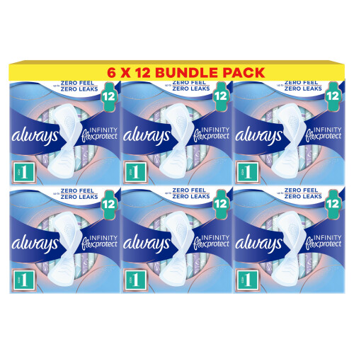Always Always Infinity FlexProtect Sanitary Towels, Size 1 Normal, 6 Packs