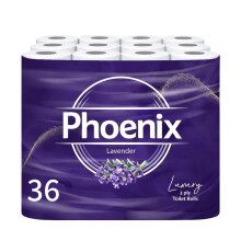 36 Phoenix Soft Lavender Fragranced Luxury Toilet Rolls Bulk Buy - Quilted White 3 Ply Toilet Paper - Pack of 36 Toilet Tissue (12 x 3 Packs)