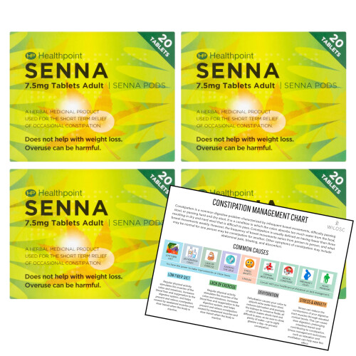 Constipation Relief for Adults x 80 Tablets Including Handy Wilosc Constipation Management Chart for Long Term Management.