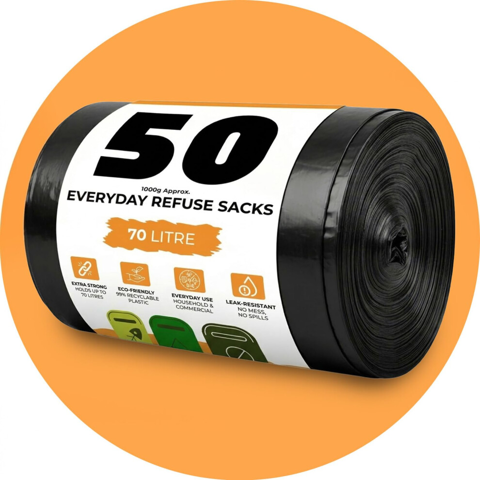 Roe Tenpo 50 Pack Bin Bags - 70L, 30 Microns 1 count (Pack of 1), 70l - Image 3