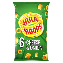 Hula Hoops - CHEESE & ONION Multipack 6 x 24g Bags - Deliciously