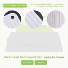 Large Silicone Pot Holder Square Thick Heat Insulation Pad Non-Slip Corrugated Kitchen Table Mat(White)