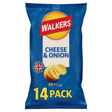 Walkers Cheese and Onion Vegetarian Multipack Crisps, Ideal for Lunch