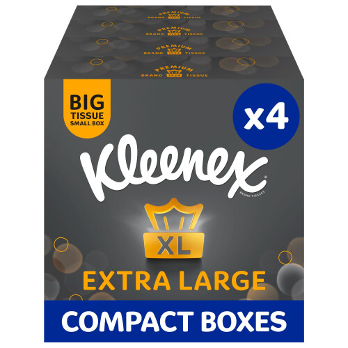 Kleenex Kleenex Extra Large Facial Tissues - Multipack 4 Compact Tissue Boxes - Soft, Strong and Extra Big