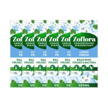 Zoflora Linen Fresh All Purpose Concentrated Disinfectant Liquid 6 X 500 ml, Antibacterial & Multi-Surface, Pet Safe, Kills 99.9% of Bacteria & Virus
