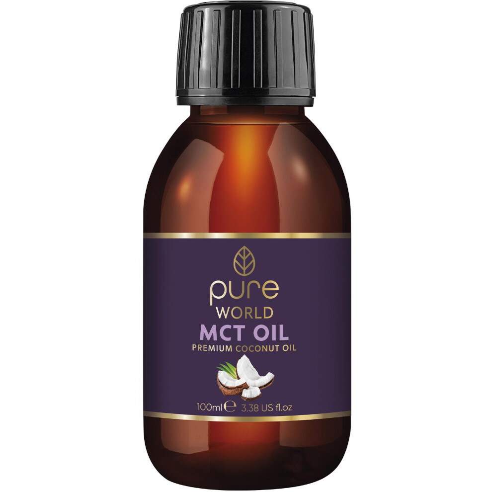 Pure World Natural Mct Oil 100Ml 100% Pure And Undiluted. Premium Quality Mct Oil. Natural C8 & C10 Vegan