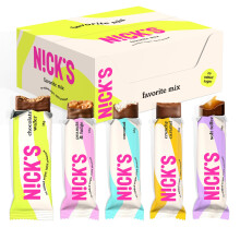 NICKS Chocolate bar Favourite Mix Variety Box, Keto Snack Bars No