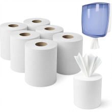 UR CHOICE White Centrefeed Paper Tissue Rolls Pack of 6, Multipurpose 2-Ply Laminated Kitchen Towel for Home & Commercial Cleaning