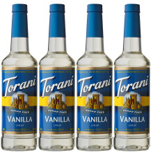 Torani Sugar Free Vanilla Coffee Syrup 4 x 750ml – Zero Calorie Drink Syrup for Coffee, Lattes & Iced Drinks – Barista Style Vanilla Flavour – N