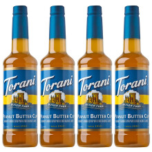 Torani Peanut Butter Cup Sugar Free Coffee Syrups Gift Set (4 x 750ml) - Pure Cane Sugar Syrup for Coffee, Desserts & Fitness Drinks, Vegan-Friendly